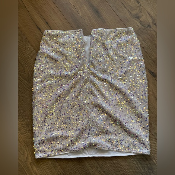 NWT Feditch Women's Sequin Two Piece Champagne  Sequin Mini Dress Size XL - Picture 12 of 16